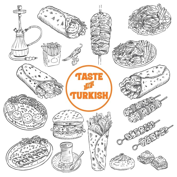 Vettore disegno di cibo turco