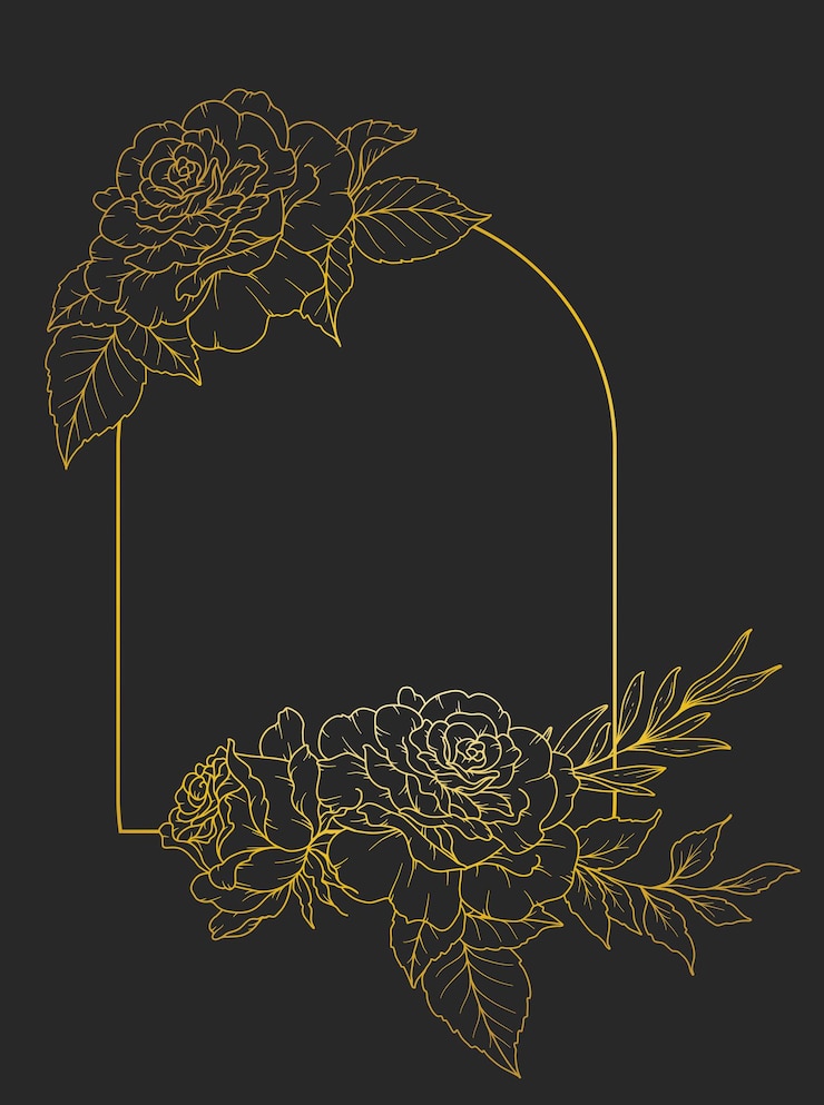 Vettore disegno di fiori di rosa in bianco e nero cornici floreali arte di linee floreali