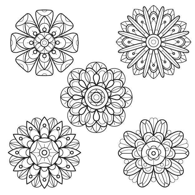 Disegno di fiori estivi disegnato a mano per un libro da colorare per adulti