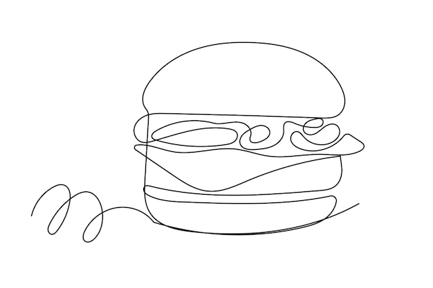 Disegno di hamburger a una linea