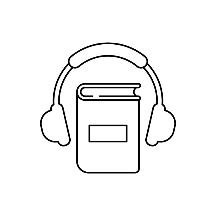 Vettore disegno di icona di audiolibro isolato su sfondo bianco