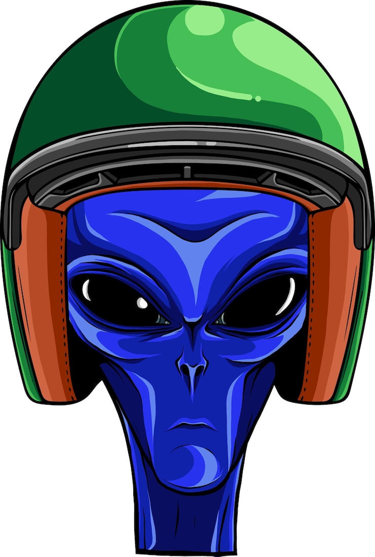 Vettore disegno di illustrazione della testa aliena di umanoide extraterrestre