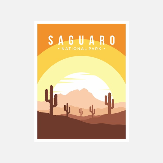 Disegno di illustrazione vettoriale del poster del Parco Nazionale di Saguaro