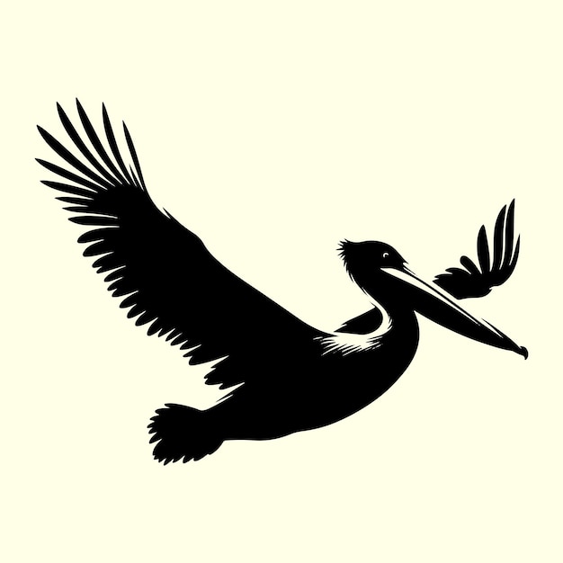 Disegno di illustrazione vettoriale della silhouette dell'uccello pelicano nero con sfondo trasparente