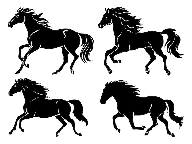 disegno di illustrazione vettoriale della silhouette di cavallo nero