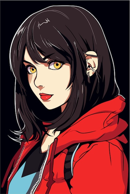 disegno di illustrazione vettoriale di carattere di stile anime ragazza giovane Manga Anime girl