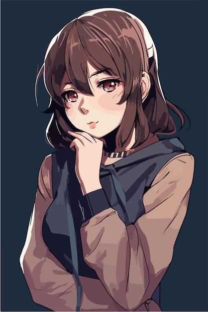 disegno di illustrazione vettoriale di carattere di stile anime ragazza giovane Manga anime ragazza capelli facce Cartoon