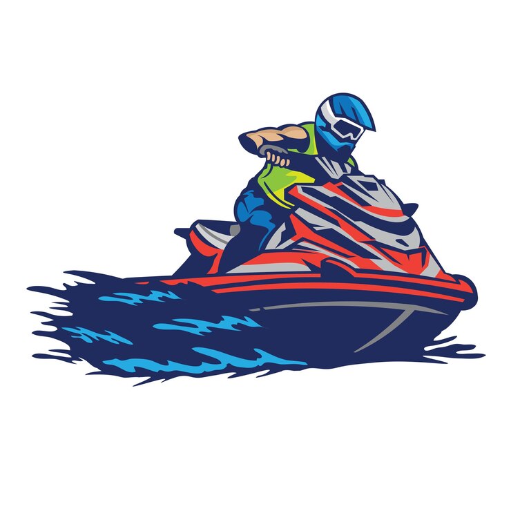 Vettore disegno di illustrazione vettoriale di jet ski racing