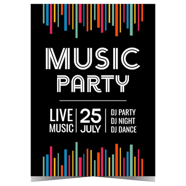 Disegno di illustrazione vettoriale di musica party su sfondo nero