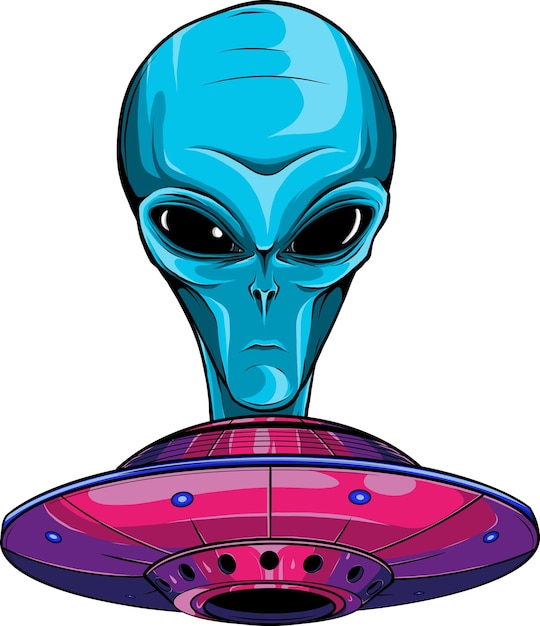 Disegno di illustrazione vettoriale di testa aliena ufo