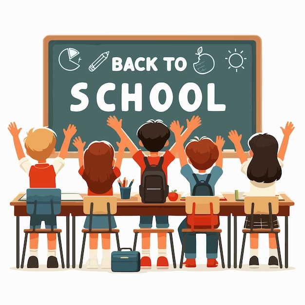 Disegno di illustrazioni vettoriali piatte di Back To School