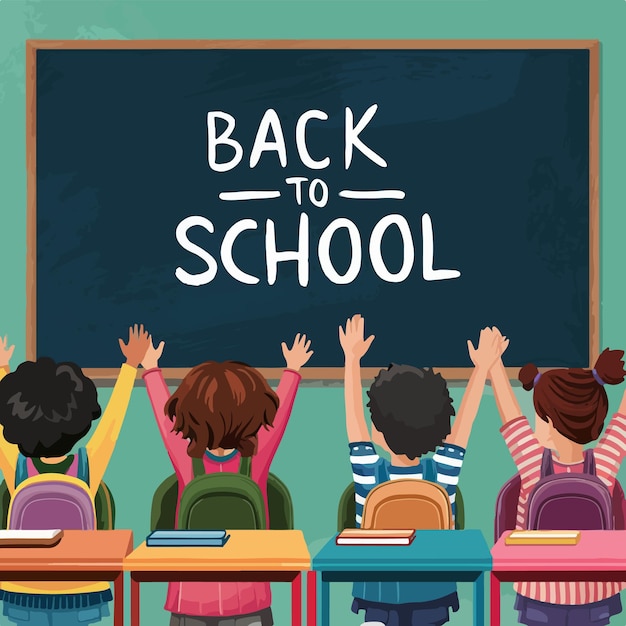 Disegno di illustrazioni vettoriali piatte di Back To School