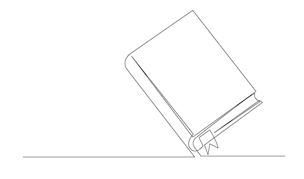 Disegno di linea continua di un libro Disegno di riga singola di un libro aperto Illustrazione vettoriale