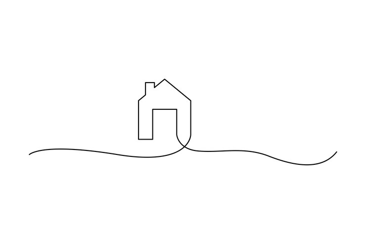 Vettore disegno di linea continua minimalista di una casa illustrazione vettoriale eps 10