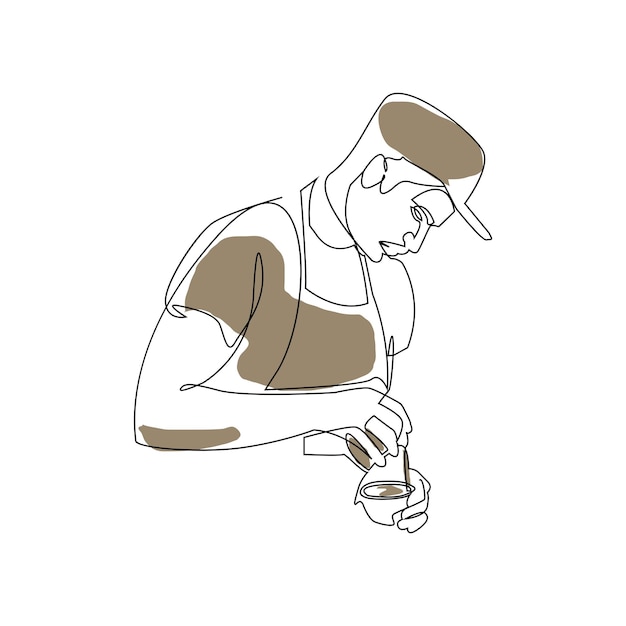 Disegno di linea del barista