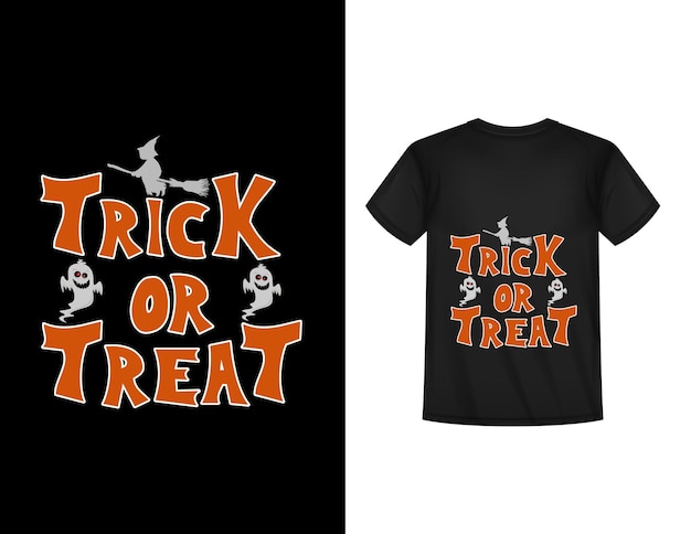 Disegno di magliette di Halloween con vettori Tipografia Disegno di maschere di Halloween Trick or treat