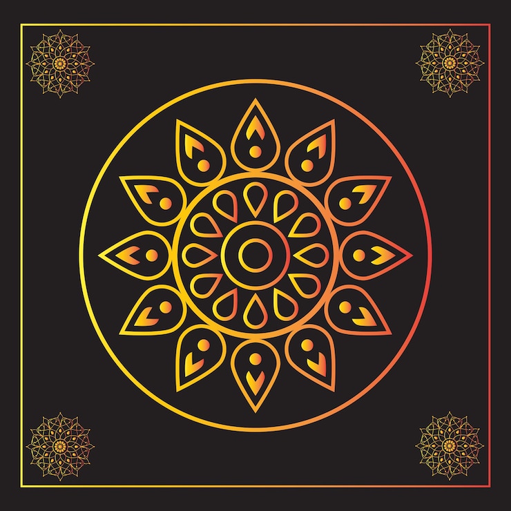 Vettore disegno di mandala nero e dorato per lo sfondo