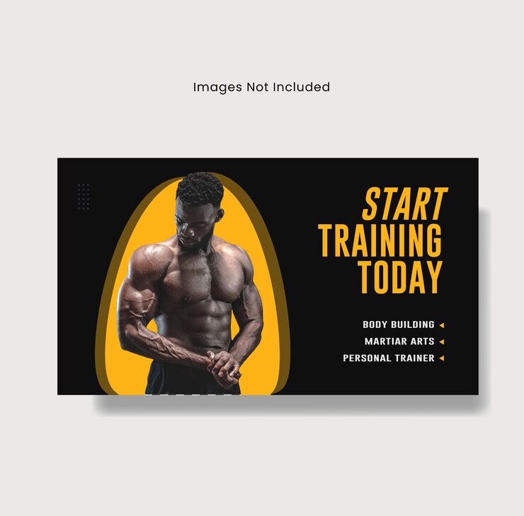 Disegno di miniatura di fitness youtube e modello di banner web