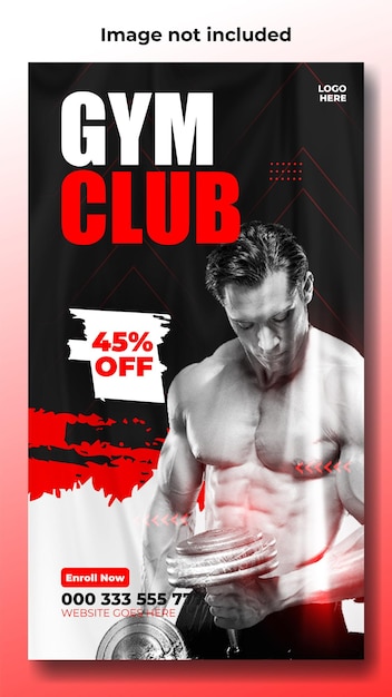 Disegno di modelli promozionali per annunci di fitness story