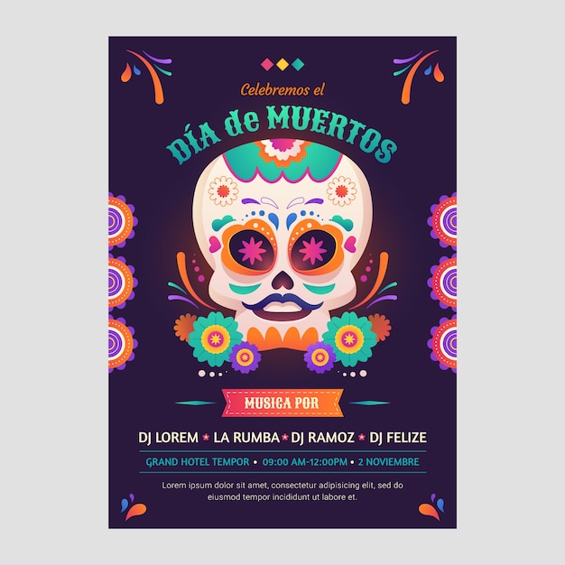 Disegno di modello di dia de muertos realistico