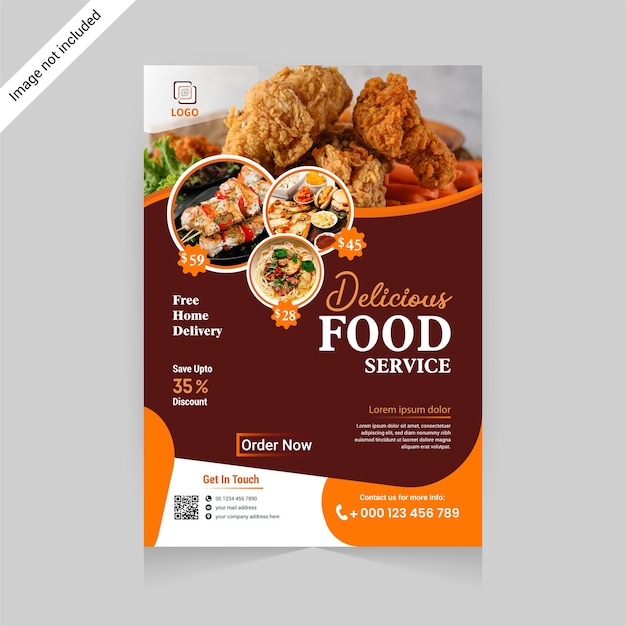 Disegno di modello di volantino alimentare Menu di ristoranti fast food