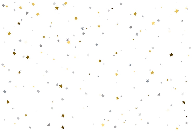 Vettore disegno di natale con stelle d'oro e d'argento coriandoli di celebrazione di stelle d'argento e d'oro