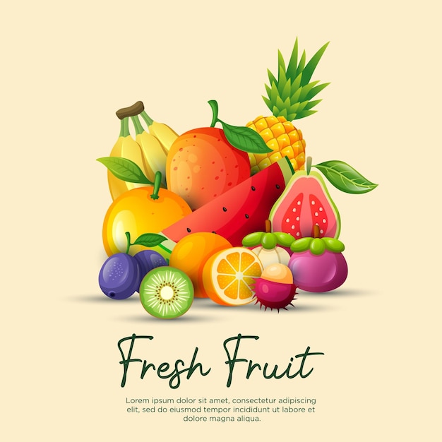 Disegno di sfondo di frutta in stile realistico
