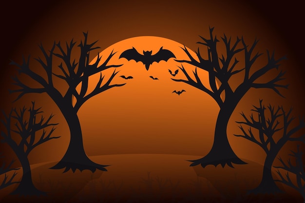 Disegno di sfondo di Halloween con albero nero