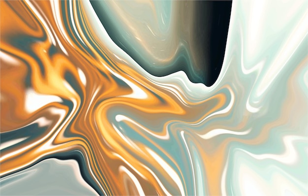 Disegno di sfondo liquido astratto con colori dorati e argento