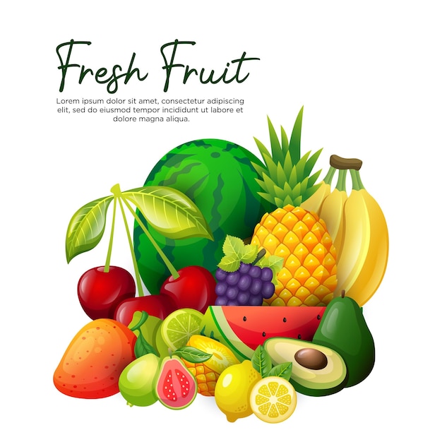 Disegno di sfondo realistico di frutta fresca