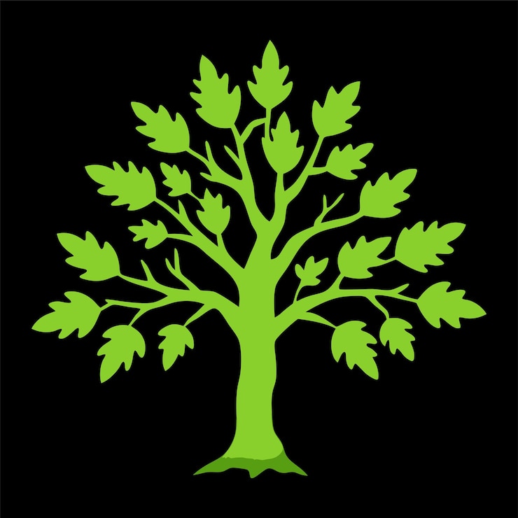 Vettore disegno di silhouette di quercia disegno vettoriale illustrazione clipart eps