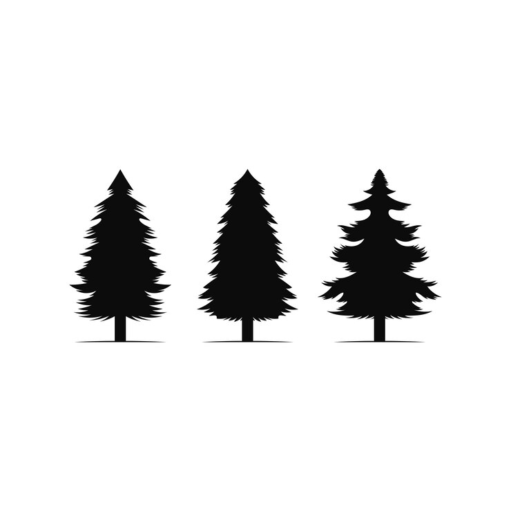 Vettore disegno di silhouette vettoriale di albero di pino