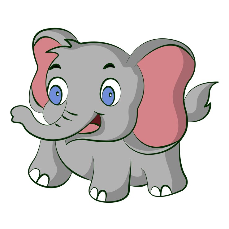 Disegno di vettore del fumetto dell'elefante su priorità bassa bianca