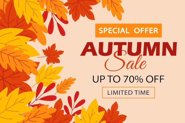 Disegno di volantino di vendita autunnale con foglie autunnali