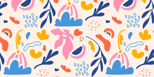 Disegno floreale astratto groovy Forme di doodle organiche isolate su uno sfondo bianco