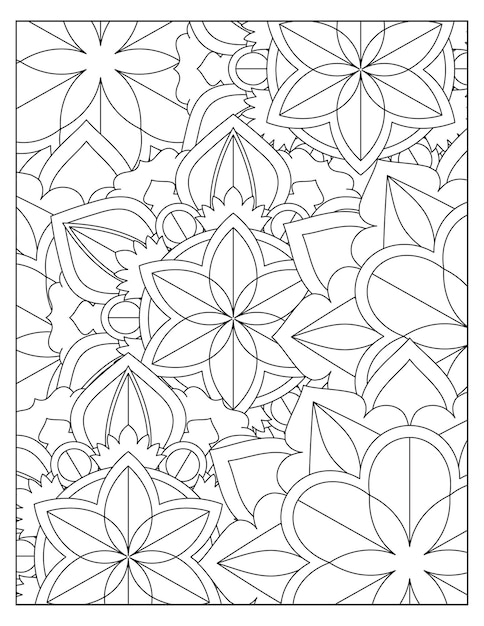 Disegno floreale della pagina del modello di colorazione KDP