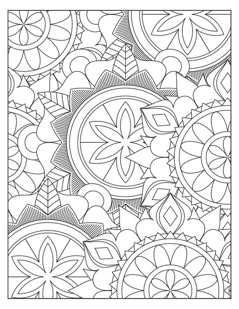 Disegno floreale della pagina del modello di colorazione KDP