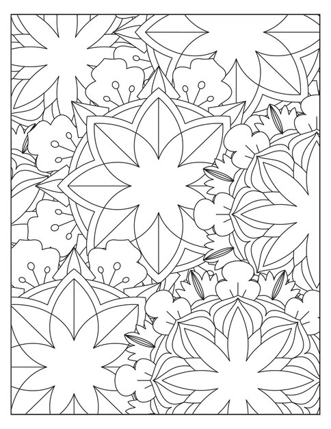 Disegno floreale della pagina del modello di colorazione KDP