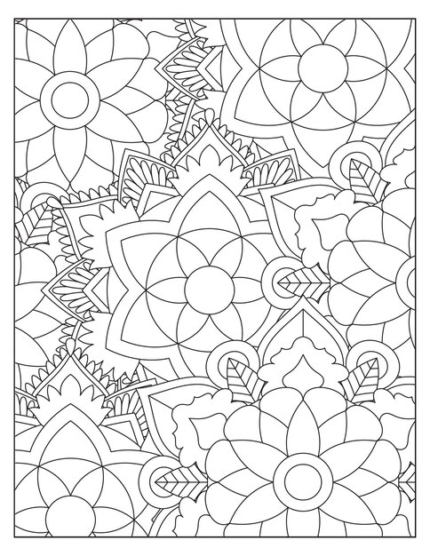 Disegno floreale della pagina del modello di colorazione KDP