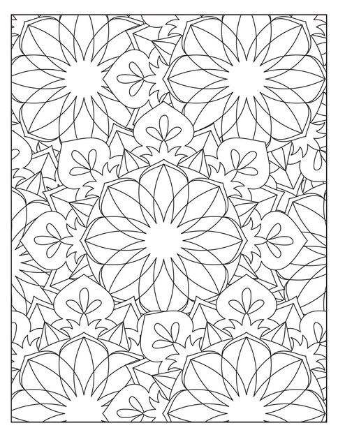 Disegno floreale della pagina del modello di colorazione KDP