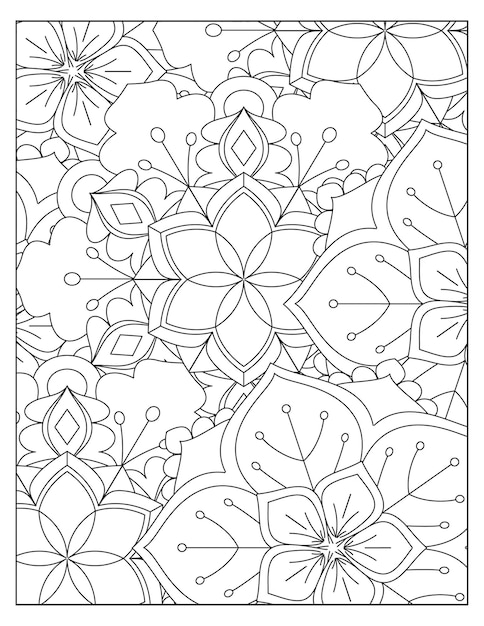 Disegno floreale della pagina del modello di colorazione KDP