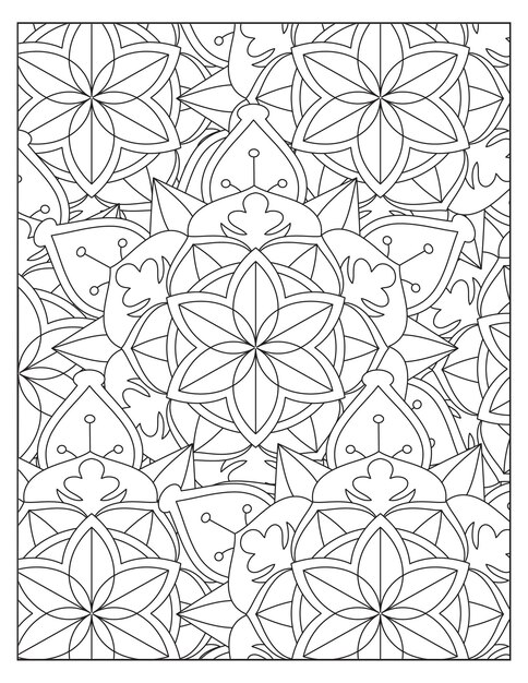 Disegno floreale della pagina del modello di colorazione KDP