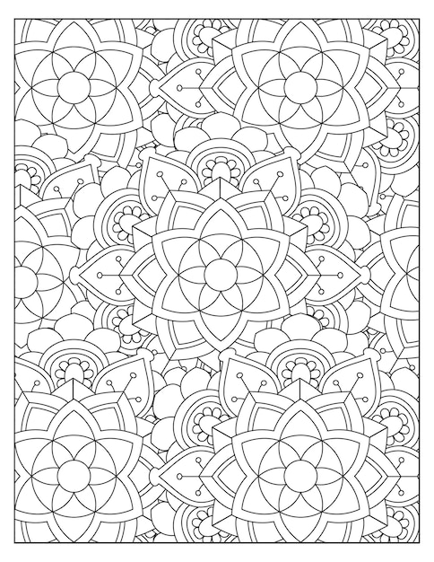 Disegno floreale della pagina del modello di colorazione KDP