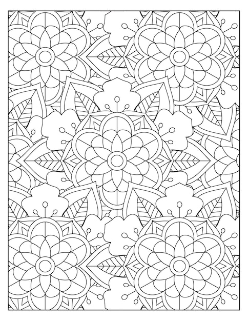 Disegno floreale della pagina del modello di colorazione KDP