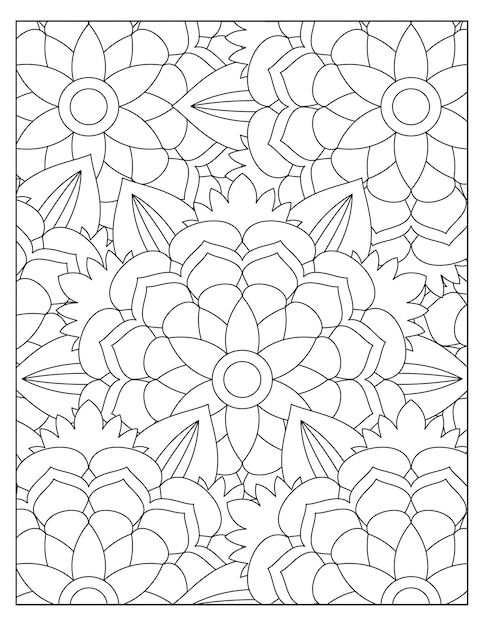 Disegno floreale della pagina del modello di colorazione KDP