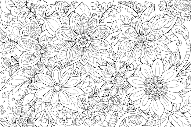 Disegno floreale di Doodle Pagina da colorare di terapia artistica