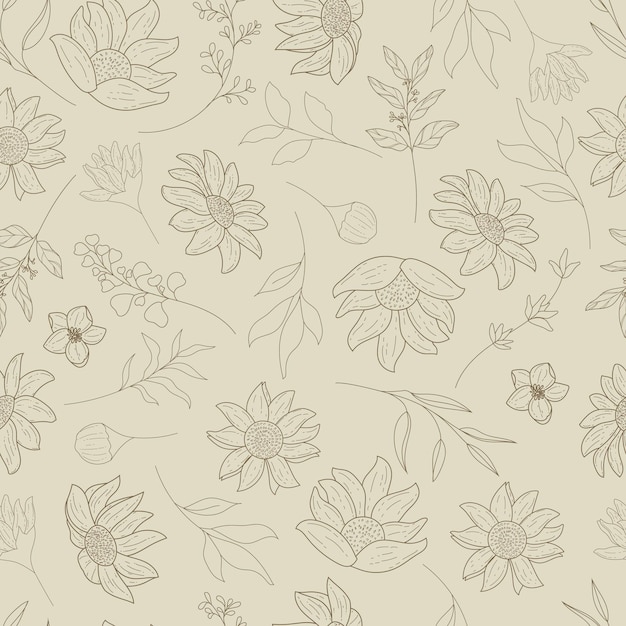 disegno floreale elegante del profilo del modello senza cuciture