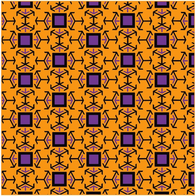 Disegno geometrico viola e arancione forma quadrata colorata sfondo geometrico stampa tessile