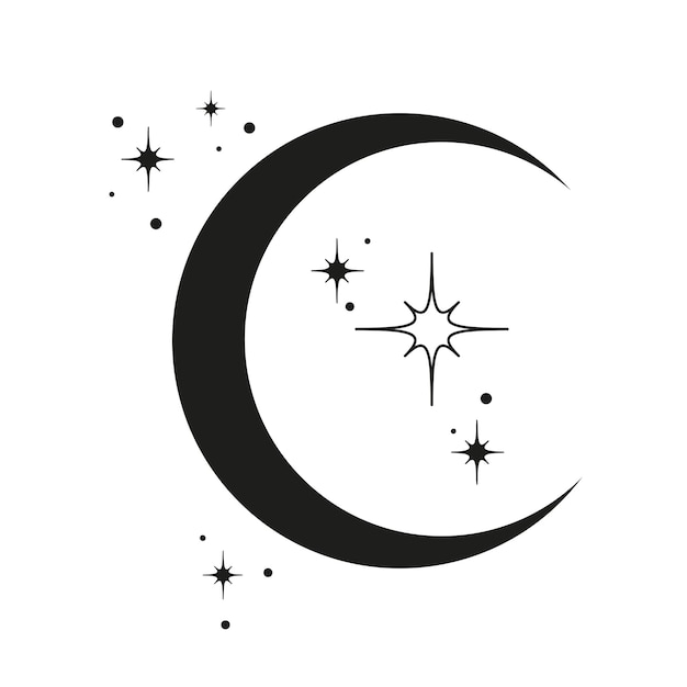 Disegno grafico della luna e delle stelle Design per la stampa di cartoline per l'imballaggio del tatuaggio del logo