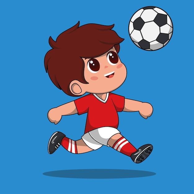 Disegno illustrativo di un bambino piccolo che dirige una palla